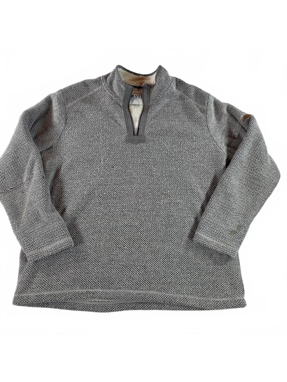 Orvis Men's XL Gray Pullover Sweater Sherpa Lined Winter Casual